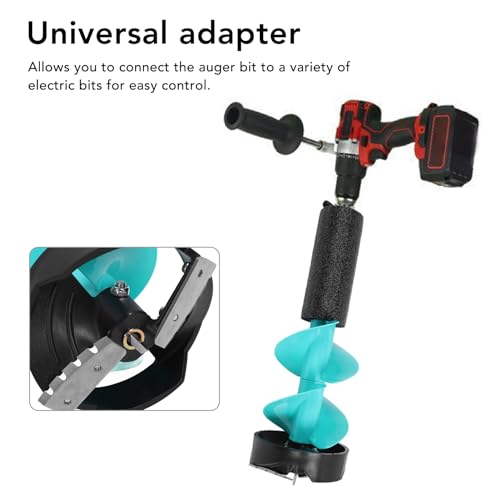 Electric Ice Auger, 6 inch Diameter Ice Fishing Auger Incisive Blades, 17.7Inch Length Electric Nylon Ice Augers with Positioning Drill, for Fishing Emergency Winter Supplies