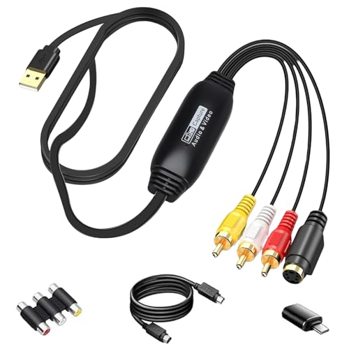 Convertidor VHS a digital 1080P HD y tarjeta de captura de video USB compuesto RCA AV para DVD VCR