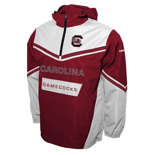 2Bhip NCAA University of South Carolina Gamecocks Mens Half Zip Windbreaker Hoodie Pullover With Front Pocket