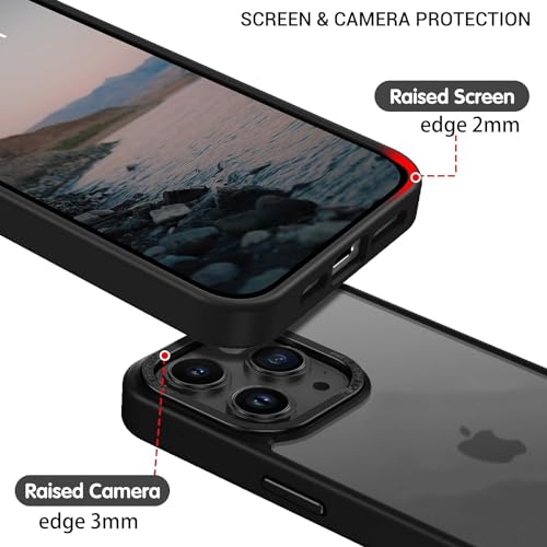 Image of DIZORO Matte Case for iPhone 15 Pro Max Translucent Frosted Hard Back Phone Case Anti-Fingerprint Anti-Slip Shockproof Protective Case Cover for iPhone 15 Pro Max 6.7 inches Black.