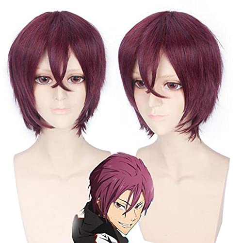 Anime Free Iwatobi Swim Club Cosplay Haruka Nanase Hazuki Nagisa Rin Matsuoka Costume Wig Party Hair Cosplay Wigs + Free Wig Cap A Anime Free Iwatobi Swim Club Cosplay Haruka Nanase Hazuki Nagisa Rin Matsuoka Costume Wig Party Hair Cosplay Wigs + Free Wig Cap A
