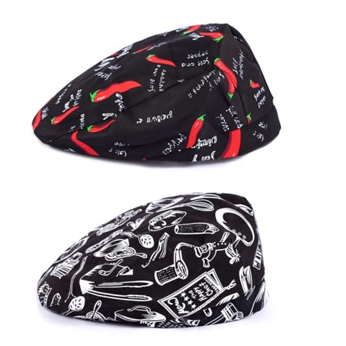 GXGM 2 gorros de cocinero, gorro de cocina ajustable, unisex, multicolor, sólido, clásico, ligero, para hombre y mujer, camareros, cocineros, panaderos, hoteles, restaurantes