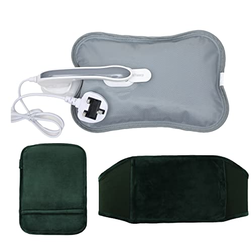 hYwecy Rechargeable Electric Hot Water Bottle with Soft Touch Belt and Warm Glove Bag Hot Water Bag for Neck Waist Cramps Shoulders Pain Relief
