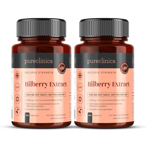 Extracto de Arándanos 10,000mg x 360 comp. (2 frascos)   10 x más antocianidas por comp. que la mayoría   Y 5mg de extracto de pimienta negra para una absorción aumentada en un 300%