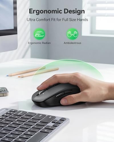 TECKNET Rechargeable Wireless Bluetooth Mouse with 4-Way Wheel, 3-Device — view 6