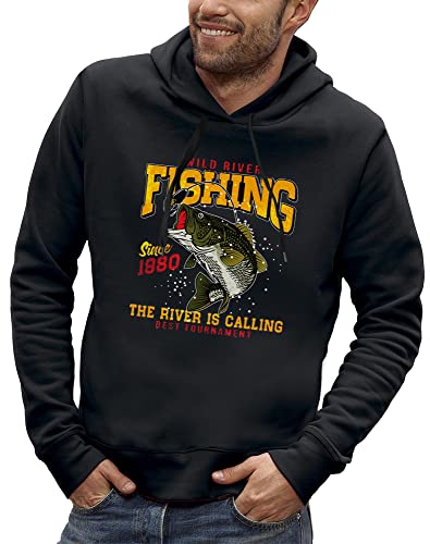 Sweat à capuche fishing homme avec grande poche pour pêche en rivière