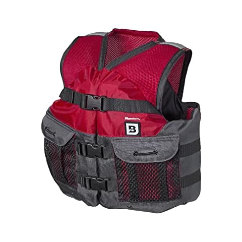 BLUESTORM Sportsman Youth Life Jacket PFD for Kids 50-90 Lbs - US Coast Guard (USCG) Approved Type 3 Life Vest Preserver for Fishing (Nitro Red) Cover