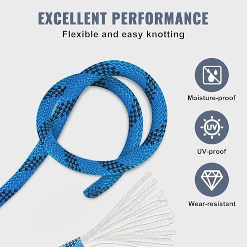 Image of White Tech Premium (10.5mm 100Mtr) Rock Climbing Static Rope Nylon 23 KN Breaking High Strength Industrial Safety Rope, Hiking Climbing Fire Escape Rappelling Mountaineering Construction