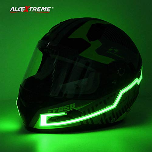 Image of Allextreme Plastic Exhnl1G El LED Helmet Light Strip with 3 Modes Flashing Night Bike Motorcycle Riding Signal Sticker (Green), Motorcycling