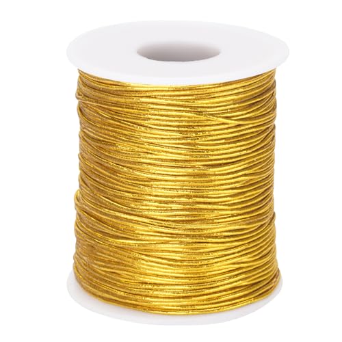 joycraft 110Yards Gold Elastic String - 1MM Metallic Stretch Cords Elastic Cords Braiding for DIY Craft Gift Wrapping Jewelry Making Christmas Decor