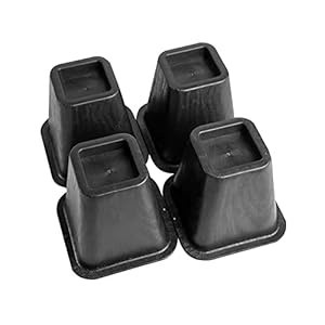 Bed Furniture Risers Black (Set of 4) Increase Storage risers for Bed Frame Furniture Risers for Sofa, Desk, Chair, Table, 6 inch Couch Risers Frame Lift Add Height
