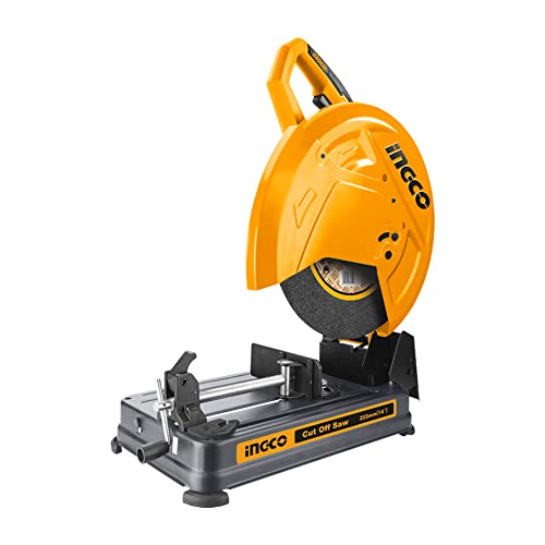 Image of Ingco 355mm 2400 Watt Max Cutting Capacity Steel Bar 50mm Cut Off Saw COS35568, Yellow
