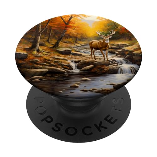 Deer Elk Buck Design Hunting Hunter Fall Autumn PopSockets Standard PopGrip