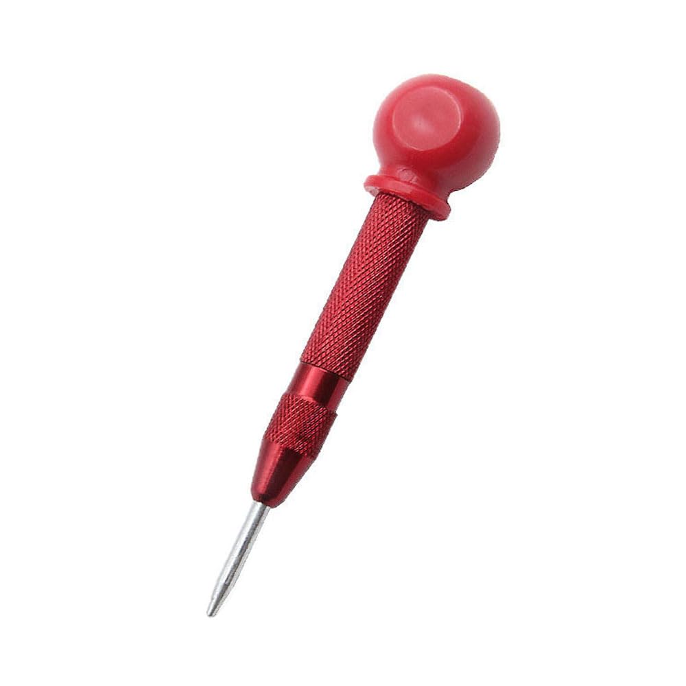 SEIWEI Automatic Center Punch, Adjustable Spring Loaded Center Hole Punch, Heavy Duty Steel Automatic Center Marker Punch Tool for Metal, Wood, Glass, Red