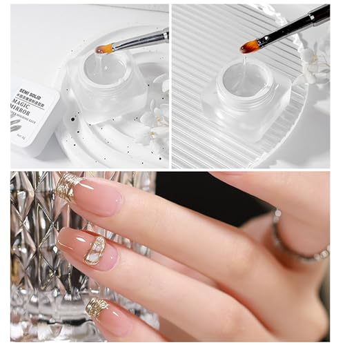 para Moldagem Em pó para Espelho Profissional para Unhas Em pó Com, Gel para Unhas, Gel para Pontas
