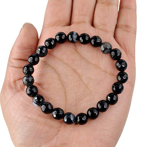 Image of Reiki Crystal Products Certified Natural Crystal Stone 8 mm Diamond Cut /Faceted Beads Bracelet for Men & Women | Reiki Charged Gemstone Bracelet | Multiple Crystal Variants Available
