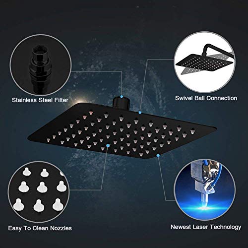 10 Inch Rain Shower Head Matte Black 304 Stailess Steel