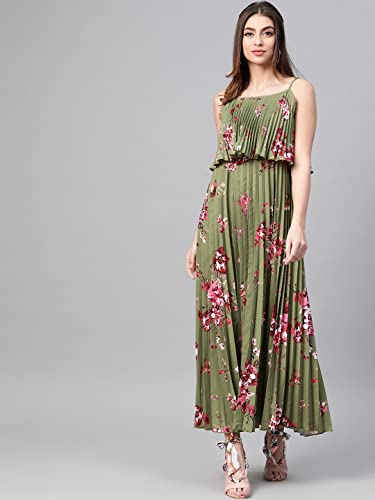 Image of Sassafras Women Floral Strappy Pleated Maxi Dress