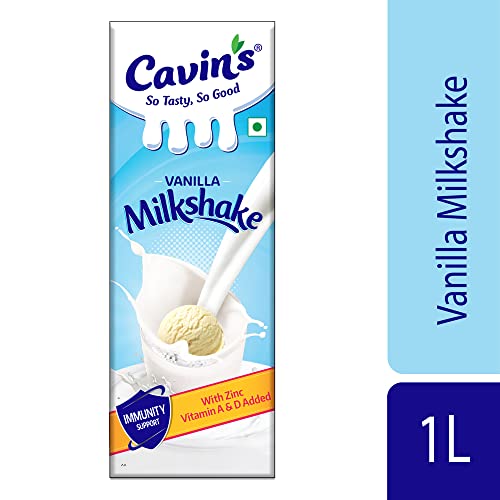 Image of Cavin's Vanilla Milkshake, Enriched with Zinc, Vitamin A & D for Immunity Support, No Added Preservatives, 1Litre, liquid