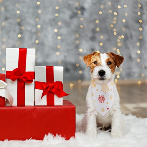 4stk Hundehalstuch Weihnachten, Mehrere Größen Urlaubs-Hundeschal Schneeflocke Schneemann Weihnachtsmann Zuckerstange Muster Sabber-Lätzchen für Kleine Mittelgroße und Große Hunde