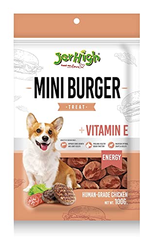 JerHigh Mini Burger Dog Treats - 100 G (Pack of 5),All Life Stages,Stick