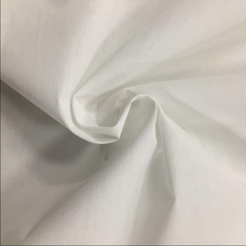 EU Fabrics Cotton Voile Fabric | Soft Plain Cotton Lawn Fabric for Dressmaking and Sewing | Lightweight for Bedding and Quilting | 100% Cotton Fabric by the Metre (White, 10 Metres x 104cm)