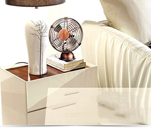 Retro Fan Mini Table Antique Portable Steel with Switch Angle Adjustable Silent Desktop Electrical Fans