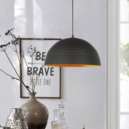 Suspension en métal foncé E27 au design industriel épuré