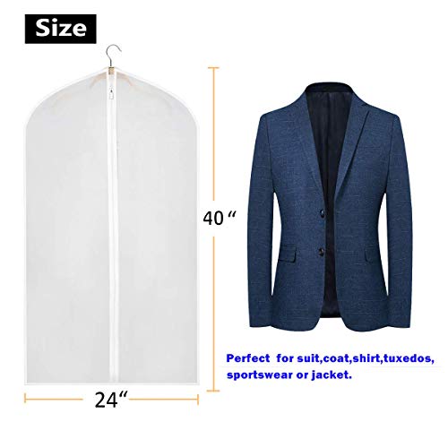 KEEGH Hanging Suit Bags Clear Garment Covers for Storage Lightweight 40inch Suit Shirt Protector Bag Moth-Proof Set of 18 Full Zipper PEVA Breathable Translucent Dust Cover for Closet Clothes - Thumbnail 2