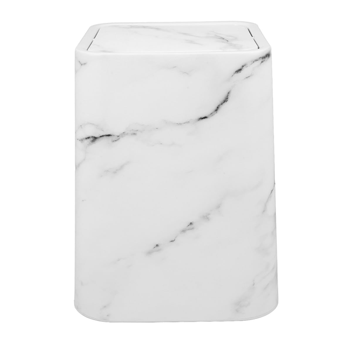Uonlytech Cestino Design Marmo Raffinato della Spazzatura con Coperchio in Plastica Capacità Moderata per Bagno e Casa