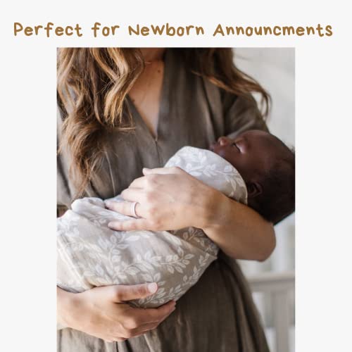 Image of Mini Wander Swaddles for Newborns Muslin Swaddle Blankets - Breathable Soft Gender Neutral Receiving Blanket Baby Essentials | 47 x 47 Cotton - Leafy Sprig (Gray)