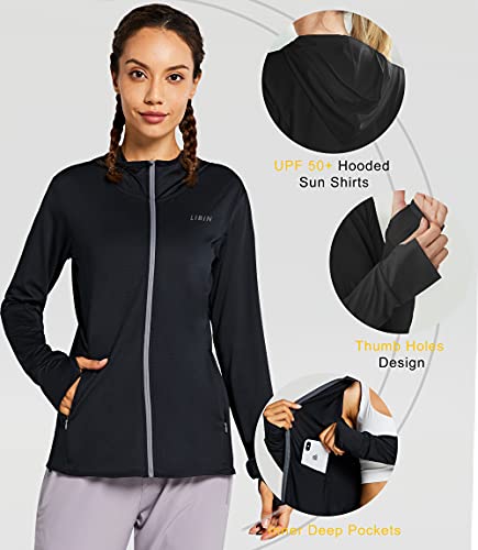 Libin Women's Sun Shirts Full Zip UPF 50+ Sun Protection Hoodie Jacket Long Sleeve Hiking Outdoor Performance with Pockets4