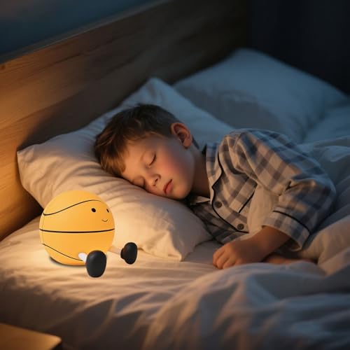 Image of Cute Basketball Night Lights for Children, Rechargeable Soft Light, Nursery Lights, Bedrooms, Desks, and Lovely Gifts for Boys and Girls