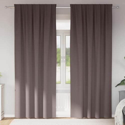 Rideaux occultants polyester de qualité supérieure marron 2 pièces - 2