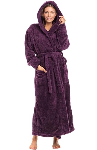 Image of Alexander Del Rossa Womens Fluffy, Fuzzy Robe for Women,Women's Long Hooded Robes, Plus Size