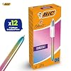 BIC 4-Colour Gradient Pens Multi Pen Retractable Design Multicolour Pen With Four Assorted Vibrant Inks Multi Coloured Pens All in One for School Office and Colour Coding (Pack of 12)