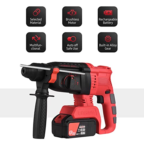 dsfen 21 V kabelloser bürstenloser Bohrhammer mit Tragebox 3-in-1-Hammerbohrer Elektrischer Unterbrecher Bohrmaschine… – Bild 5