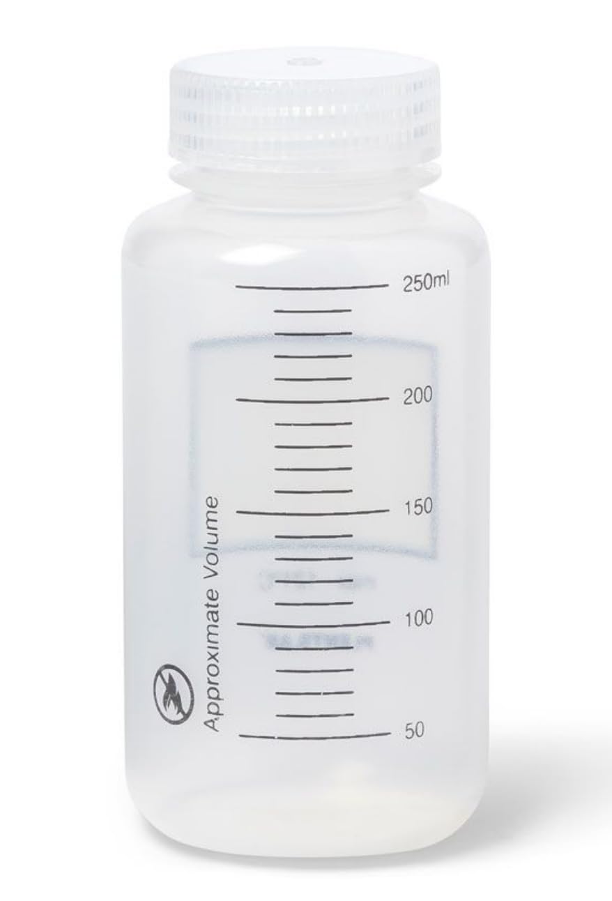 United Scientific® Unistore™ - Sample Containers with Lids - Polypropylene Wide Mouth Graduated Reagent Bottle - 8 Oz Bottles (250ml) Multi-Purpose Plastic Bottles with Lids, 1 Each