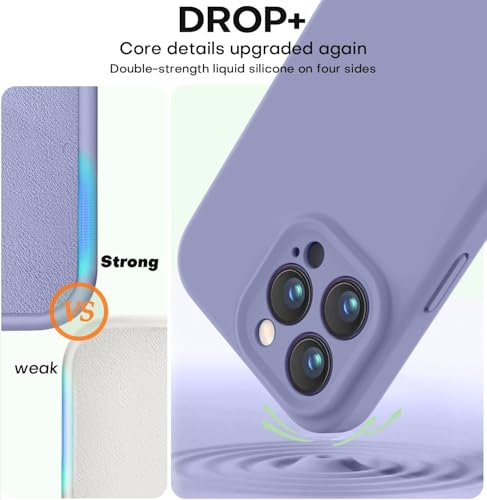 Image of Elzzi Microfiber Square Candy Case Compatible for iPhone 14 PRO MAX, Shockproof Slim Back Cover Liquid Silicone Case -Forest Green (Lavender Grey)