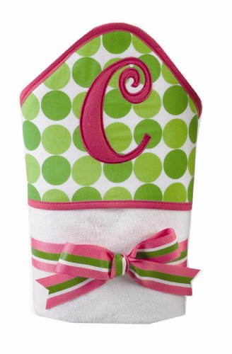 Image of Baby Girl Pink Initial Hooded Terry Towel, Letter C