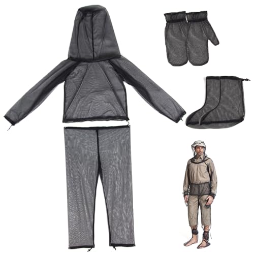 Chaqueta para mosquitos con capucha ajustable y pantalones de malla 4