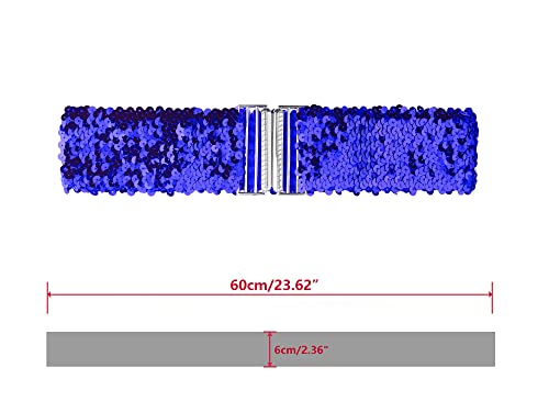 Allegra K Womens Plus Size Stretchy Waist Belts Metal Interlock Buckles Sequins Decor Belts for Dresses3