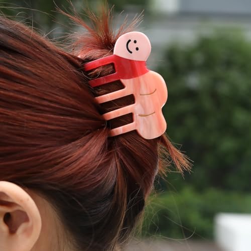 1 Piece Personalized Acetate Funny Pink Little Worm Cute Hair Claw Clip