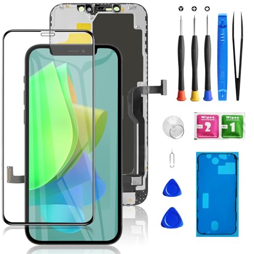 Mobkitfp for iPhone 12 Pro Max Screen Replacement 6.7 inch 3D Touch LCD Screen Digitizer Front Display Assembly with Waterproof Seal+Tempered Glass+Repair Tools