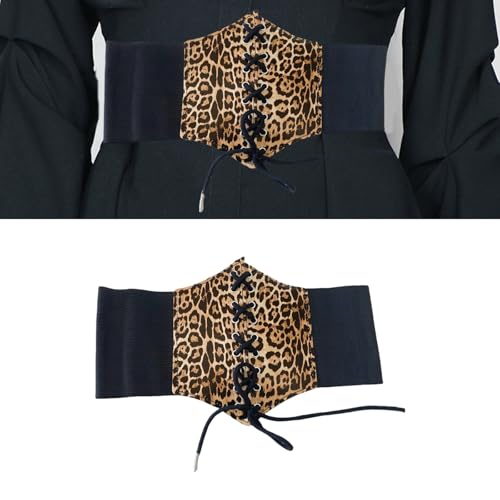 Animal Pattern Corset Retro Lace Girdle Belt Laceup Tied Wide Cincher French Styles Party Dressingup Waist Accessory2