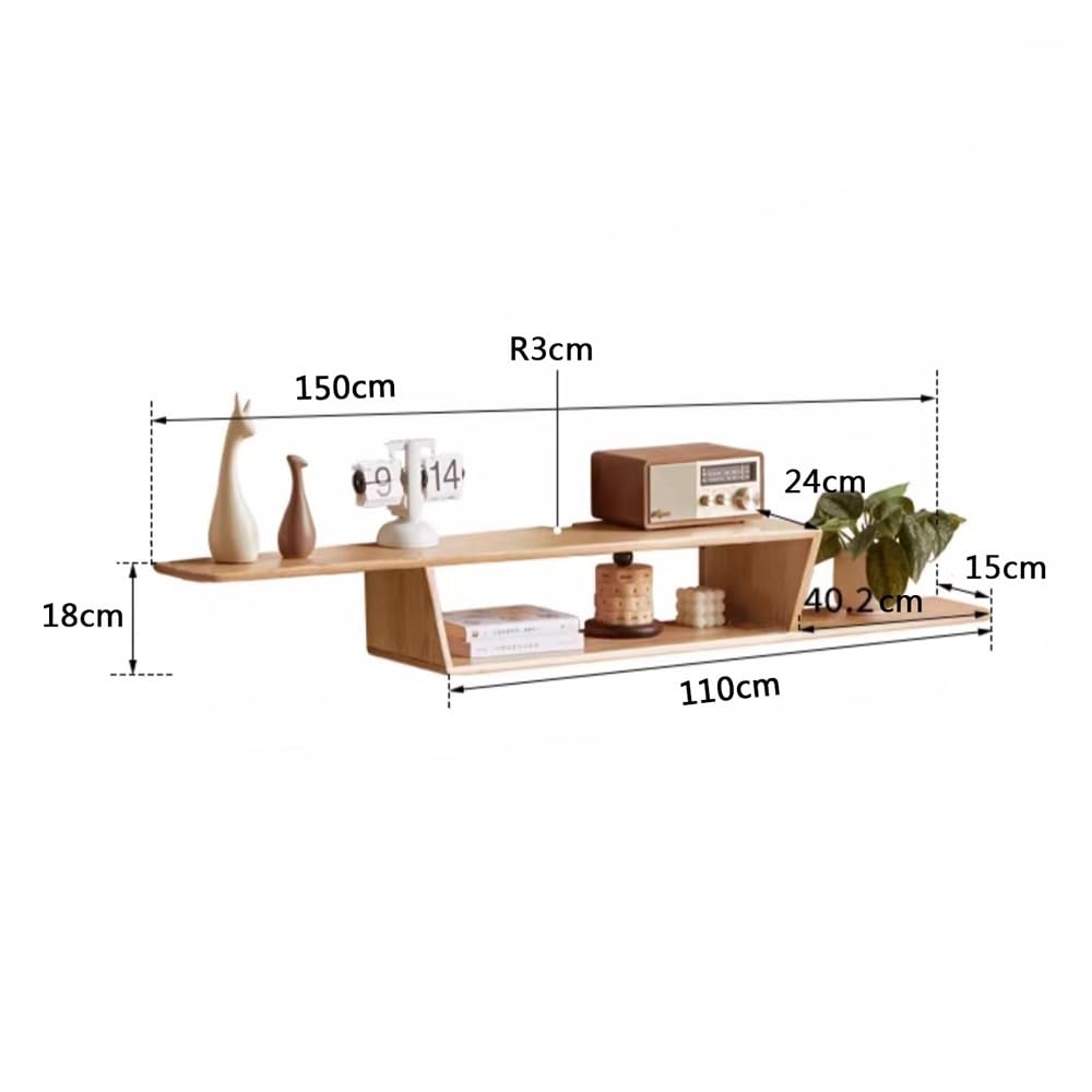 Consola de televisión Mueble de TV Flotante for Almacenamiento Debajo del televisor, Unidad Pared Moderna 59,0", Consola Entretenimiento Roble, Estante for Sala Estar y Dormitorio