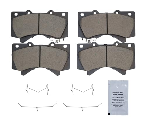 Image of HUSCH D1303 Front Ceramic Brake Pads Kit Fit For Lexus LX570 2008-2011, 2013-2021, For Toyota Land Cruiser 2008-2011, 2013-2021, For Sequoia 2008-2021, For Tundra 2007-2021