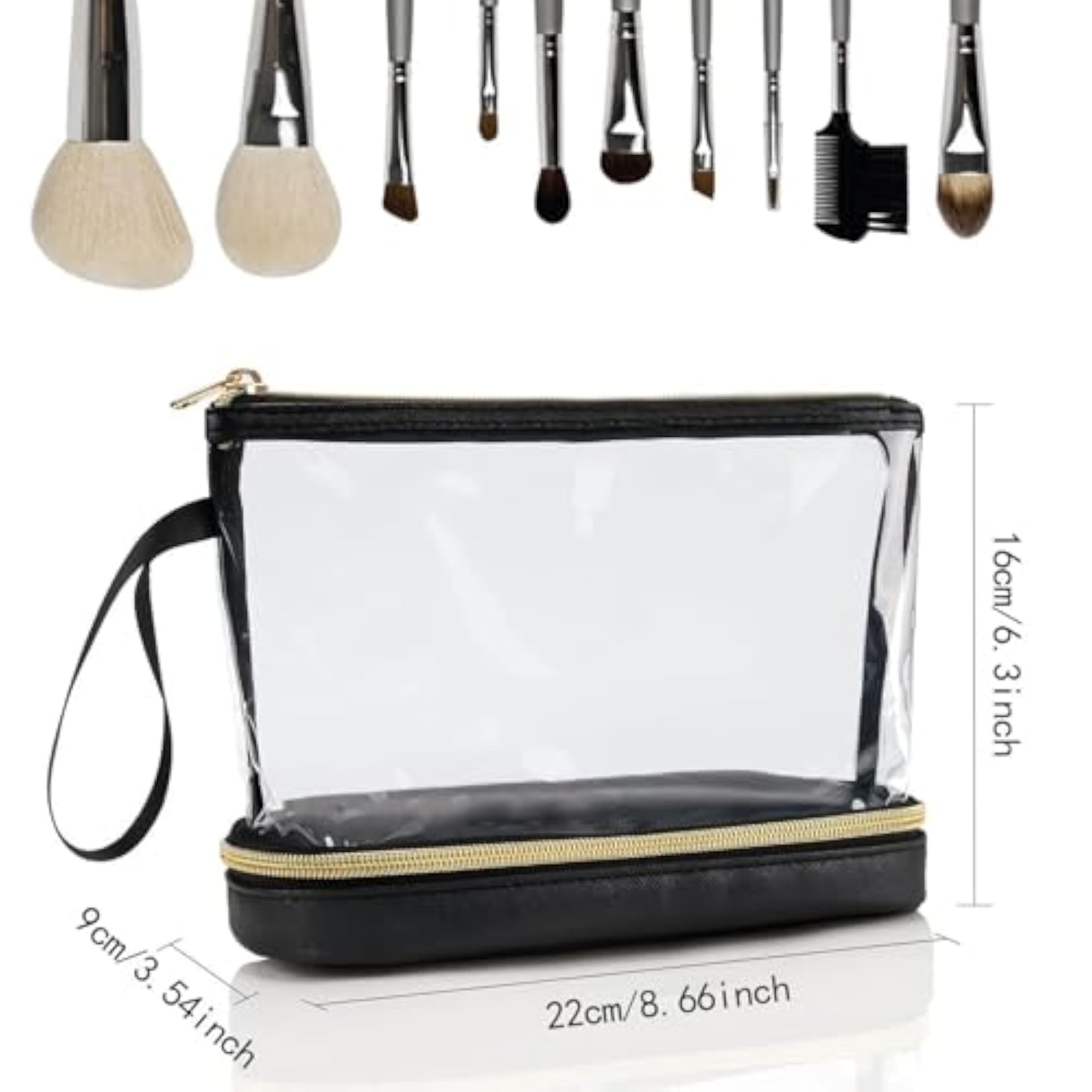 Clear PVC Travel Makeup Bag Portable, Waterproof Pouch, Green