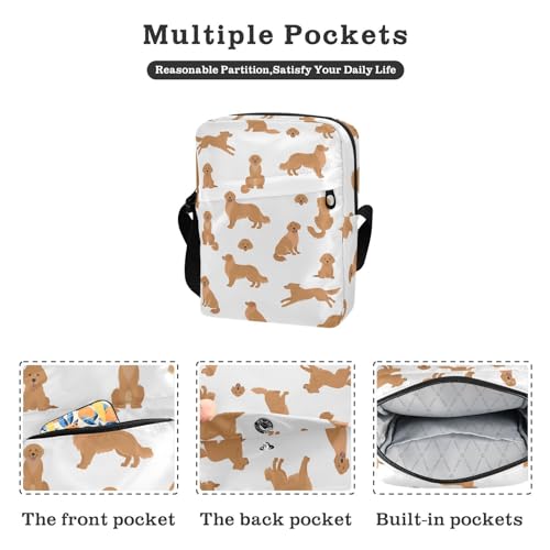 Golden Retriever Dogs Small Crossbody Bag for Men Women Mini Messenger Bag Shoulder Handbag With Adjustable Straps2