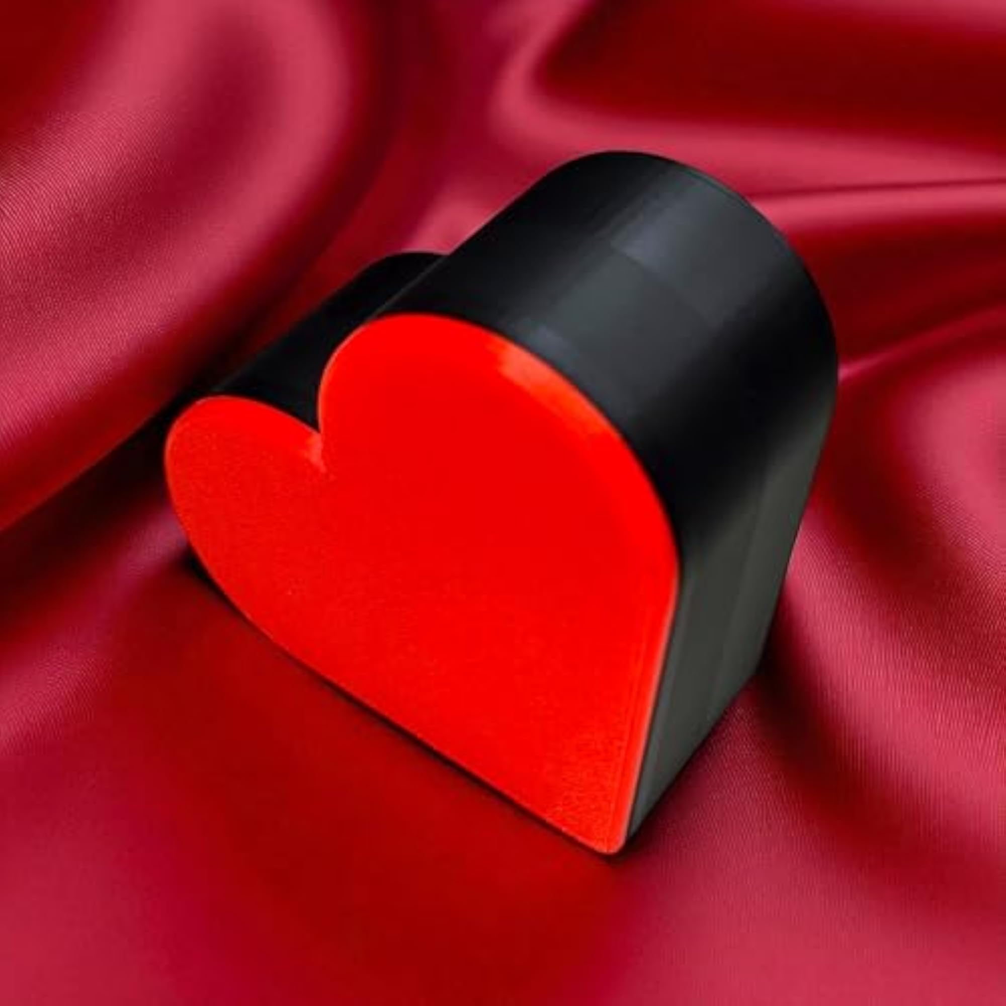 Heart Shaped Jewellery Box with Red Lid & Black Base